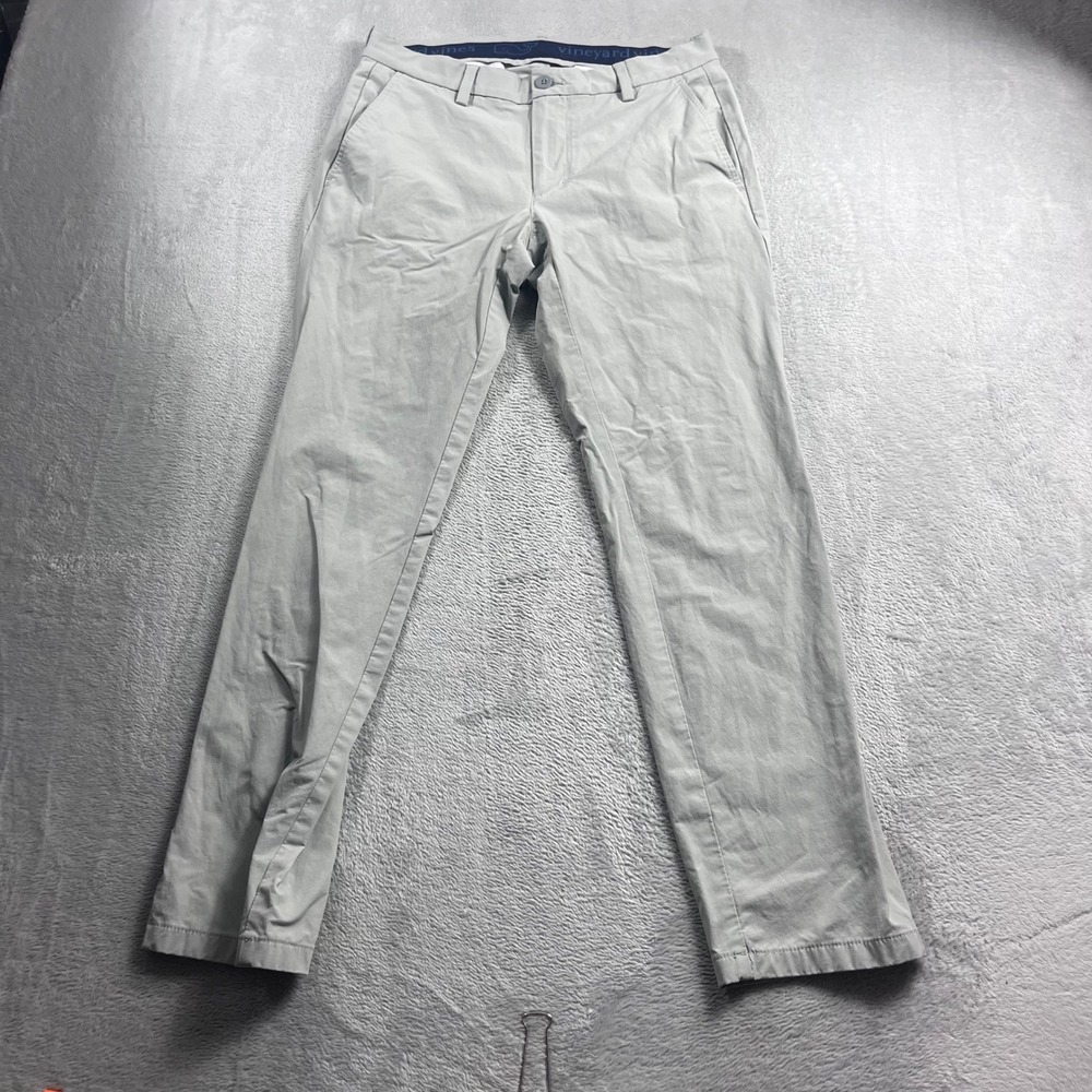 Vineyard Vines Performance On-The-Go Pants Mens 30x30 Gray Chinos Stretch Tech